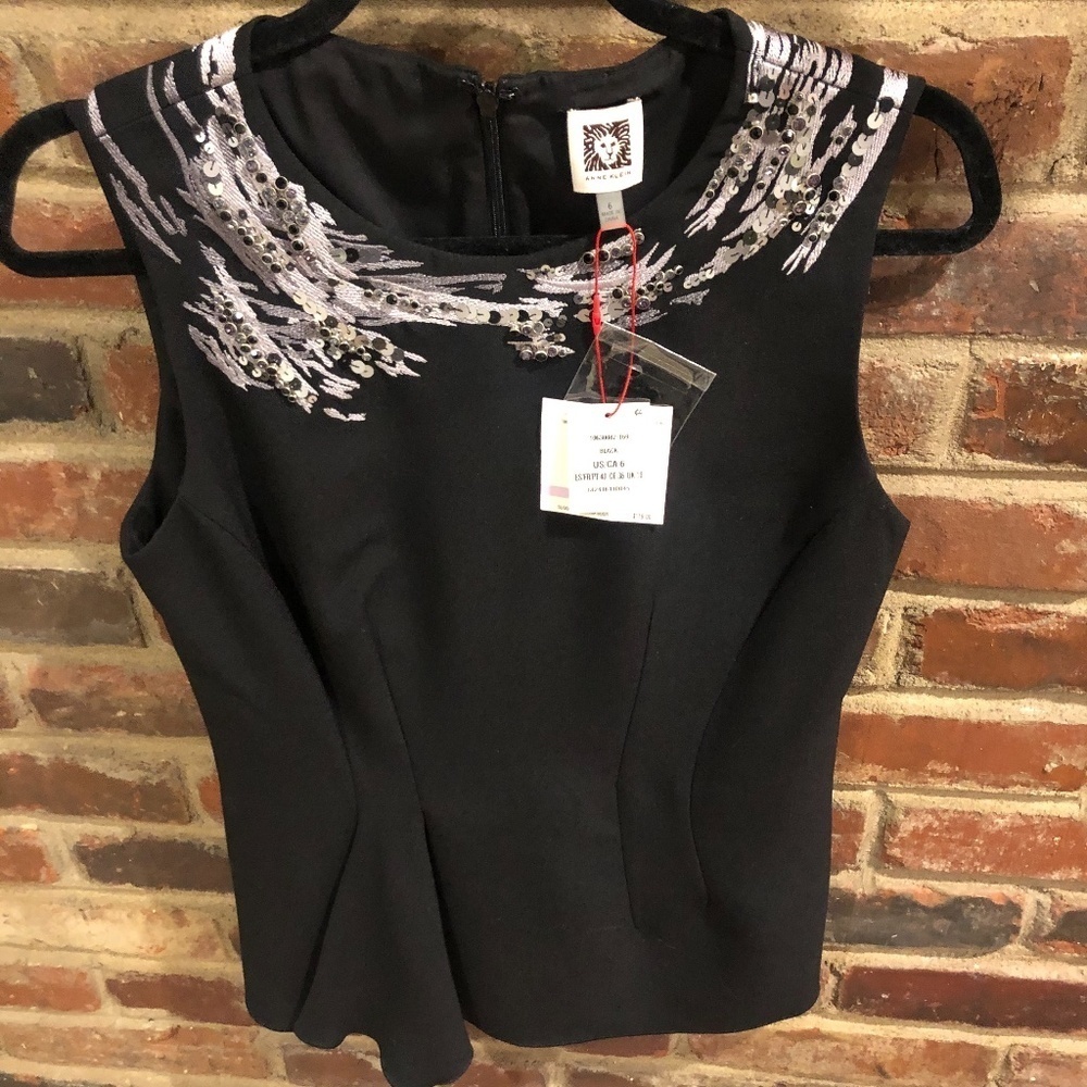 NWT Anne Klein Sleeveless Sequin Blouse - Sz 6 - Picture 8 of 13